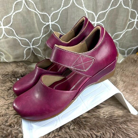 (Z3) Spring Step L'Artiste Gloss,Mary Jane Stiletto Clogs, Leather Burgundy,40/9 - Picture 3 of 12